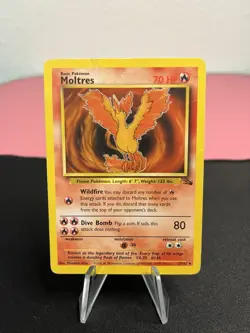 Moltres 27/62 Pokemon Fossil Regular Rare Vintage Trading Card - COOKED! - Image 2