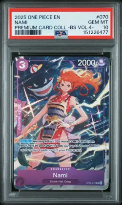 2025 ONE PIECE PREMIUM CARD COLLECTION BEST SELECTION VOL.4 - #070 NAMI PSA 10 - Image 1