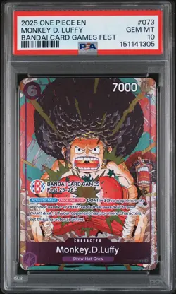 2025 One Piece En Monkey D Luffy Bandai Card Game Fest #073 PSA 10 Gem Mint - Image 1