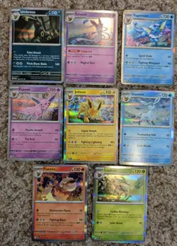 Pokemon Eeveelution Complete Holo 8 Card Set Lot Prismatic Evolutions - Image 1
