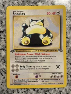 Snorlax 27/64 Jungle Set Non-Holo Rare Card 1st Edition WOTC Pokemon LP - Image 1