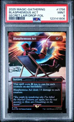 2025 MTG SECRET LAIR DROP MARVEL'S DEADPOOL #1756 BLASPHEMOUS ACT PSA 9 - Image 1
