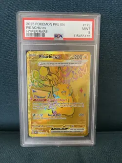 Pokemon Pikachu EX 179/132 PSA 9 Prismatic Evolutions Gold Hyper Rare 179/131 ✨ - Image 1