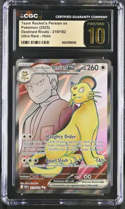 2025 Pokemon Destined Rivals Team Rockets Persian ex UR CGC Pristine 10 UR 219 - Image 1