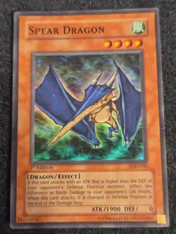 Spear Dragon LOD-035 Moderately Played MP Super Holo Rare 1st Edition Yugioh - Image 1