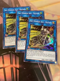 YUGIOH - SKY STRIKER ACE HAYATE X3 - SUPER RARE - CYHO - 1ST ED - NM - Image 1