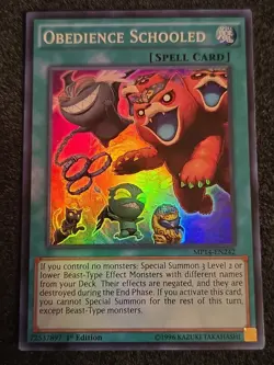 OBEDIENCE SCHOOLED MP14-EN242 Super Rare 1st Ed NM Yugioh - Image 1