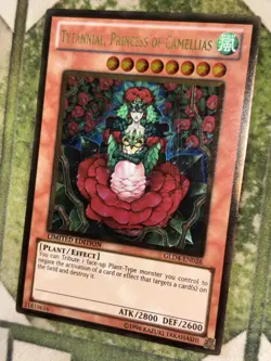 YuGiOh TYTANNIAL, PRINCESS OF CAMELLIAS Gold Rare Limited Edition GLD4-EN026 - Image 1