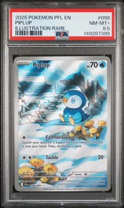 2025 POKEMON PFL EN-PHANTASMAL FLAMES ILLUSTRATION RARE #098 PIPLUP PSA 8.5 - Image 1
