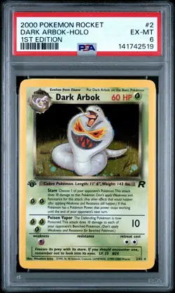 2000 POKEMON ROCKET 1ST EDITION #2 DARK ARBOK-HOLO PSA 6 - Image 1