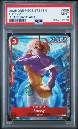 2025 ONE PIECE STARTER DECK ST21-EX GEAR 5 ALTERNATE ART #006 STUSSY PSA 9 - Image 1
