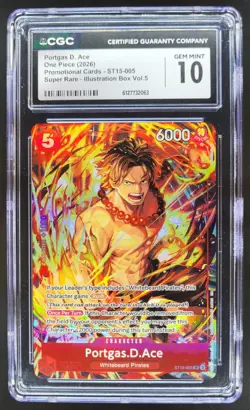 2026 ONE PIECE PORTGAS D. ACE SUPER RARE PROMO ST15-005 CGC 10 PRISTINE TL3 - Image 1