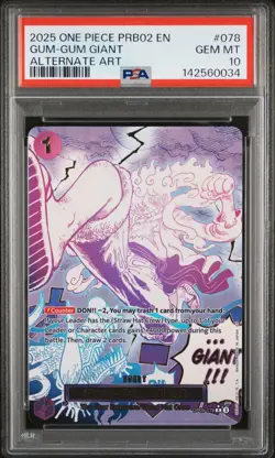 2025 ONE PIECE PRB02-PREMIUM BOOSTER ALTERNATE ART #078 GUM-GUM GIANT PSA 10 - Image 1