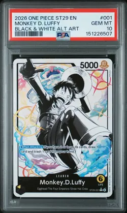 2026 ONE PIECE ST29-EGGHEAD BLACK & WHITE ALT ART #001 MONKEY D. LUFFY PSA 10 - Image 1
