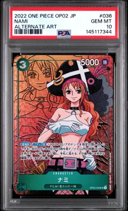 2022 ONE PIECE JAPANESE OP02-PARAMOUNT WAR ALTERNATE ART #036 NAMI PSA 10 - Image 1