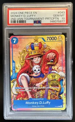 2024 One Piece 2nd Anniversary Monkey D Luffy Promo #P-043 PSA 10 Gem Mint - Image 1