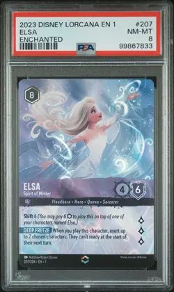 2023 DISNEY LORCANA THE FIRST CHAPTER ENCHANTED #207 ELSA SPIRIT OF WINTER PSA 8 - Image 1
