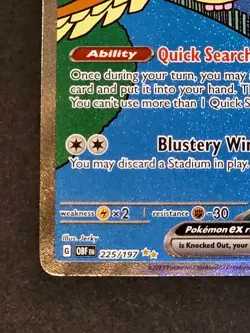 NM- Pidgeot ex 225/197 SV03: Obsidian Flames Holo Pokemon Card - Image 3