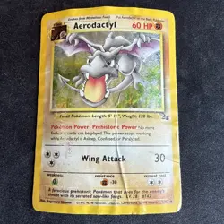 Aerodactyl 1/62 Holo Unlimited Fossil Pokemon Card - Image 1