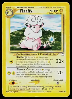Pokemon Card Neo Genesis Flaaffy 34/111 Uncommon - Image 1