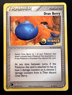 2003 Winner Stamp Oran Berry 85/109 EX Ruby & Sapphire Pokemon Card Rare MP - Image 1