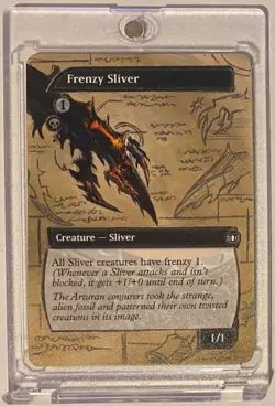 FRENZY SLIVER (FUT) MTG Magic SCHEMATIC Hand Painted Altered Extended Art - Image 1