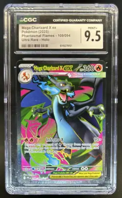 2025 Pokemon Phantasmal Flames Mega Charizard X ex Ultra Rare #109/094 CGC 9.5 - Image 1