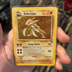 Pokemon TCG Kabutops Fossil Holo Unlimited Rare Card 9/62 LP-NM Condition - Image 1