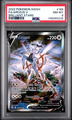 2022 POKEMON SWORD & SHIELD BRILLIANT STARS #166 FULL ART/ARCEUS V PSA 8 - Image 1
