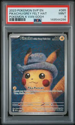 2023 POKEMON SVP EN-SV BLACK STAR PROMO #085 PIKACHU WITH GREY FELT HAT PSA 9 - Image 1