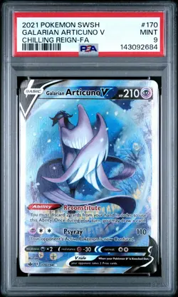 2021 POKEMON SWORD & SHIELD CHILLING REIGN FULL ART/GALARIAN ARTICUNO V PSA 9 - Image 1