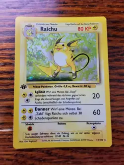 Pokemon TCG Raichu Base Set 1999 14/102 Holo Holo Rare 1st Edition GERMAN- NM - Image 1