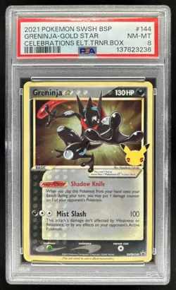 2021 Pokemon SWSH Black Star Promos Greninja Gold #SWSH144 PSA 8 - Image 1