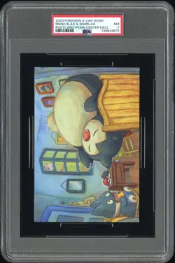 2023 POKEMON X VAN GOGH POSTCARD MUNCHLAX & SNORLAX PSA 7 - Image 1
