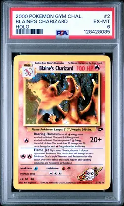 2000 POKEMON GYM CHALLENGE HOLO #2 BLAINE'S CHARIZARD PSA 6 - Image 1