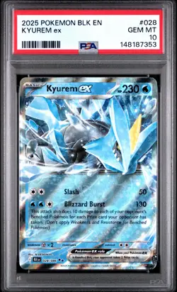2025 POKEMON BLK EN-BLACK BOLT #028 KYUREM EX PSA 10 - Image 1