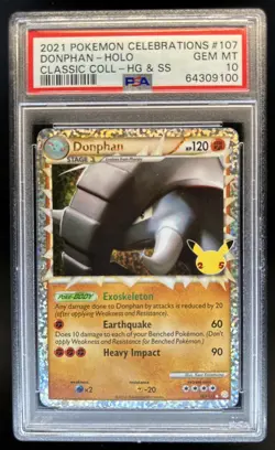 2021 Pokemon SWSH Celebrations Donphan Classic Collection #107/123 PSA 10 - Image 1