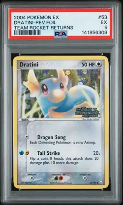2004 POKEMON EX TEAM ROCKET RETURNS #53 DRATINI-REVERSE FOIL PSA 5 - Image 1
