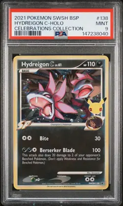2021 POKEMON SWSH PROMO CELEBRATIONS COLLECTION #138 HYDREIGON C-HOLO PSA 9 - Image 1