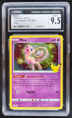 2021 Pokemon Sword & Shield Celebrations Mew #011/025 Holo CGC 9.5 TL3 - Image 1