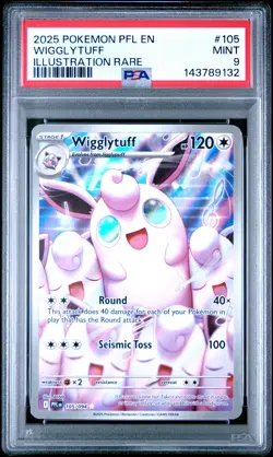 2025 POKEMON PFL EN-PHANTASMAL FLAMES ILLUSTRATION RARE #105 WIGGLYTUFF PSA 9 - Image 1