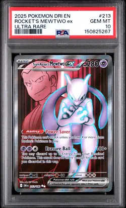 2025 POKEMON DESTINED RIVALS ULTRA RARE #213 TEAM ROCKET'S MEWTWO EX PSA 10 - Image 1