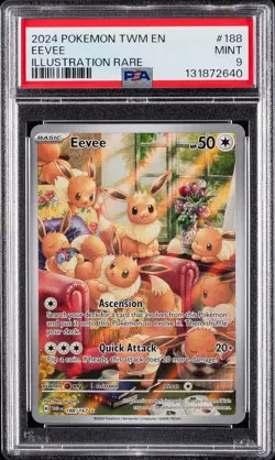 2024 POKEMON TWM EN-TWILIGHT MASQUERADE ILLUSTRATION RARE #188 EEVEE PSA 9 - Image 1