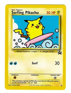 Surfing Pikachu ⭐ 28 Promo Wizards Black Star Promos 1999 Pokemon LP WOTC - Image 1