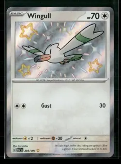 Wingull 203/091 Shiny Rare Paldean Fates Pokemon Holo Near Mint - Image 1