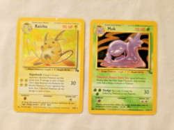 Vintage Pokemon 1999 Fossil Set – RARE HOLO/Foil Stage 1 – Muk & Raichu (MP/LP) - Image 2
