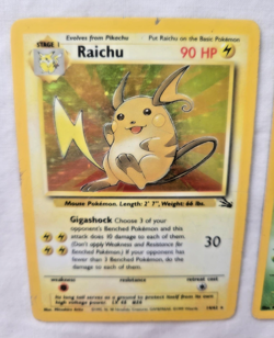 Vintage Pokemon 1999 Fossil Set – RARE HOLO/Foil Stage 1 – Muk & Raichu (MP/LP) - Image 3