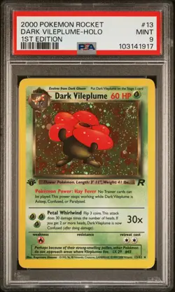 2000 POKEMON ROCKET 1ST EDITION #13 DARK VILEPLUME-HOLO PSA 9 - Image 1