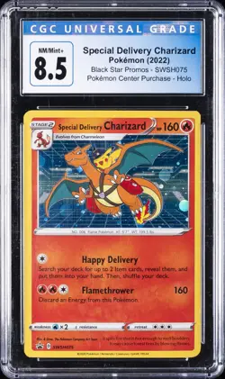 2022 POKEMON BLACK STAR PROMOS #SWSH075 SPECIAL DELIVERY CHARIZARD CGC 8.5 - Image 1