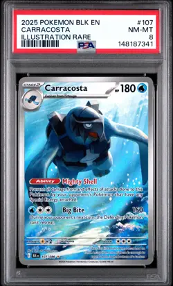 2025 POKEMON BLK EN-BLACK BOLT ILLUSTRATION RARE #107 CARRACOSTA PSA 8 - Image 1